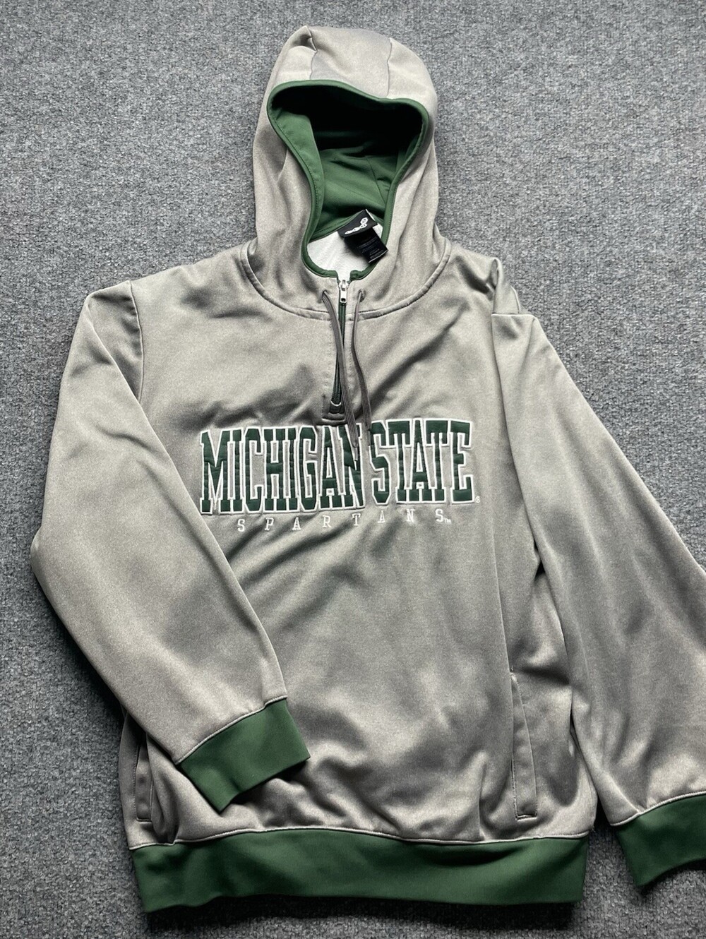 Gen2 Michigan State Spartans 1/4 Zip Hoodie Gray Green NCAA Large